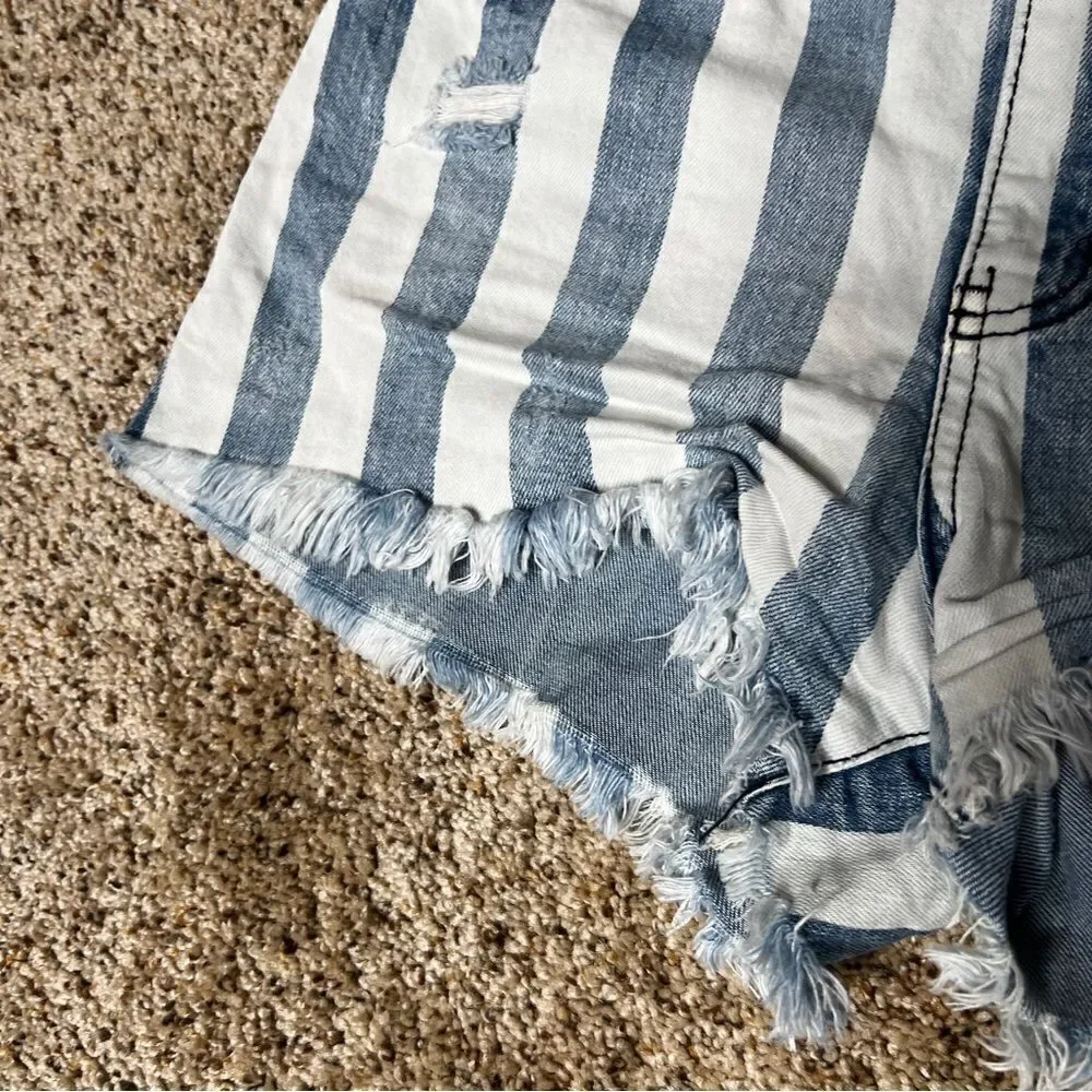 Rewash Juniors‎ Super High Rise Wedge Vintage Reunion Striped Shorts Size 5/27